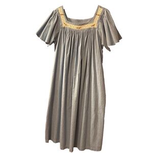 Cottagecore Denim Rosebud House Goddess Gown Lounge Dress